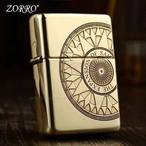 Zorro 902 Retro High-End Brass Windproof Kerosene Lighter New